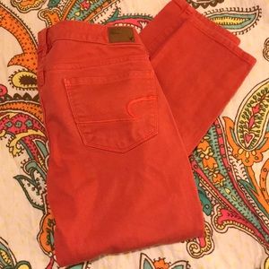 American Eagle Orange Skinny Jeans
